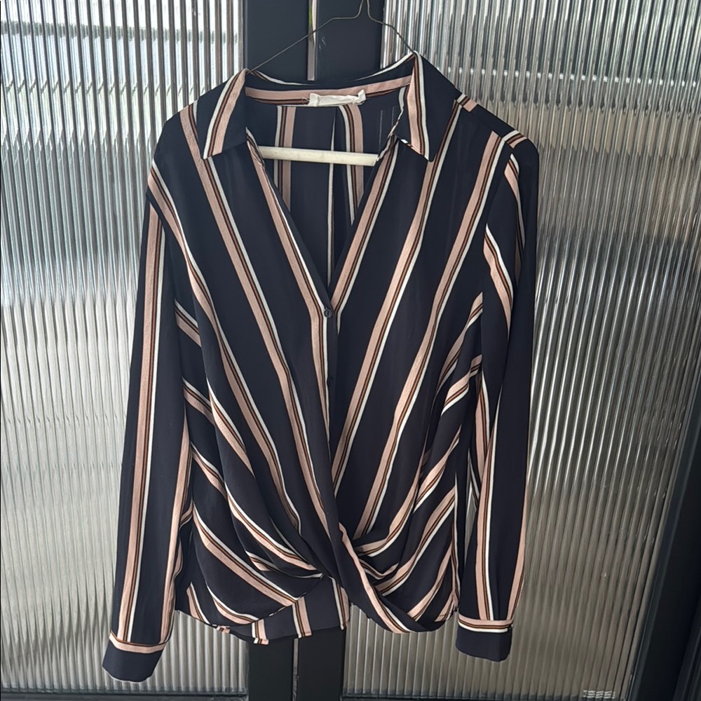 Striped button up top
